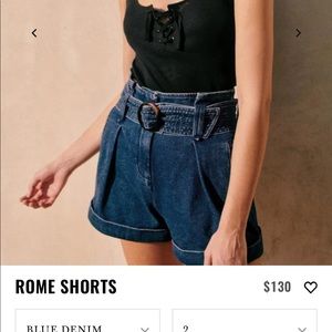 Sezane high waist organic cotton denim shorts with belt